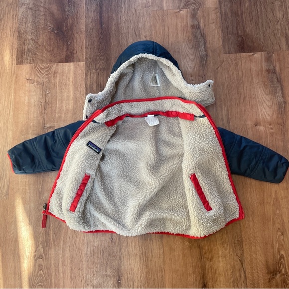 Patagonia Reversible Tribbles Hoody Baby Size 2T Blue Sherpa Puffer Full Zip # - Picture 8 of 13